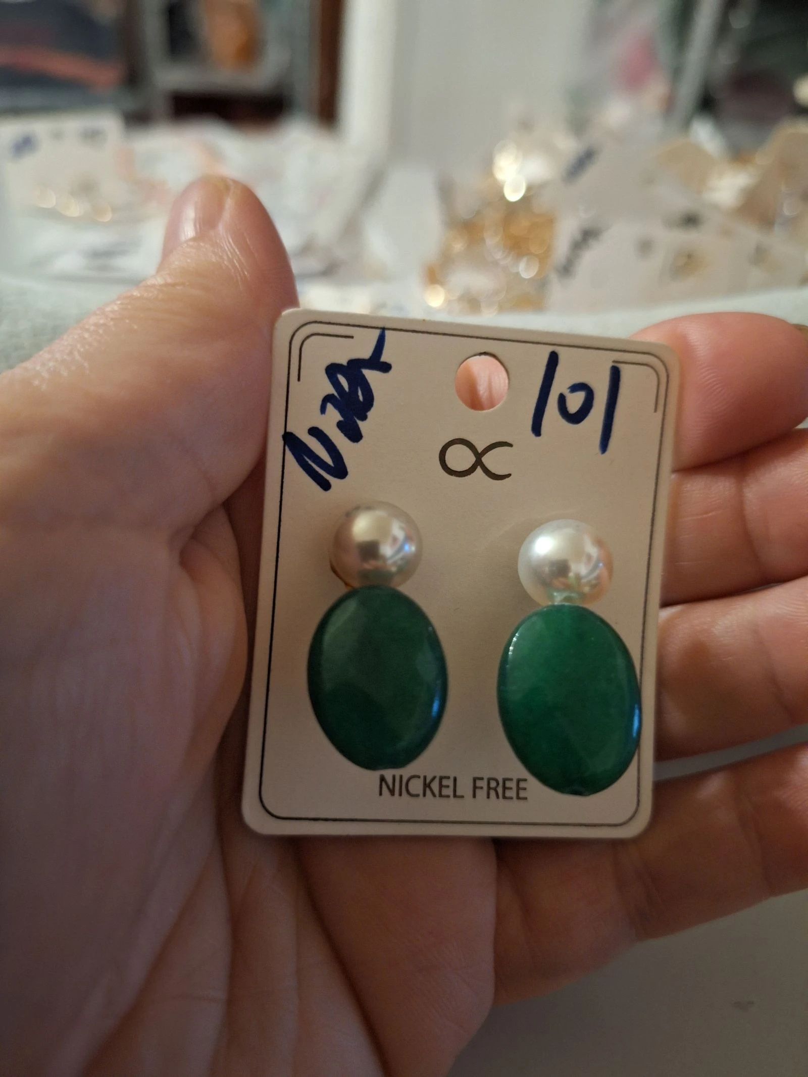 Jolie boucle d oreilles fantaisie nacré pierre  